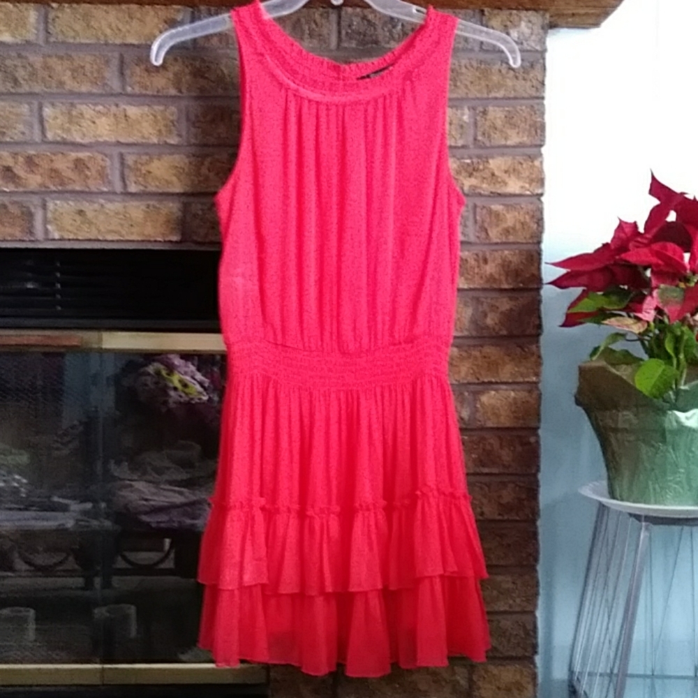 Forever 21 sleeveless ruffled dress in red/orange
